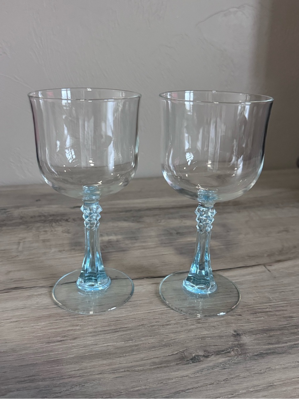 Blue Stemmed Wine Glasses - Set of 2